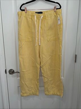 Gap Yellow pull on barrel Drawstring Casual Pants size large NWT
